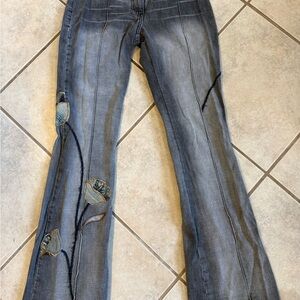 Miss Sixty Blue Floral Embroidered Flare Jeans